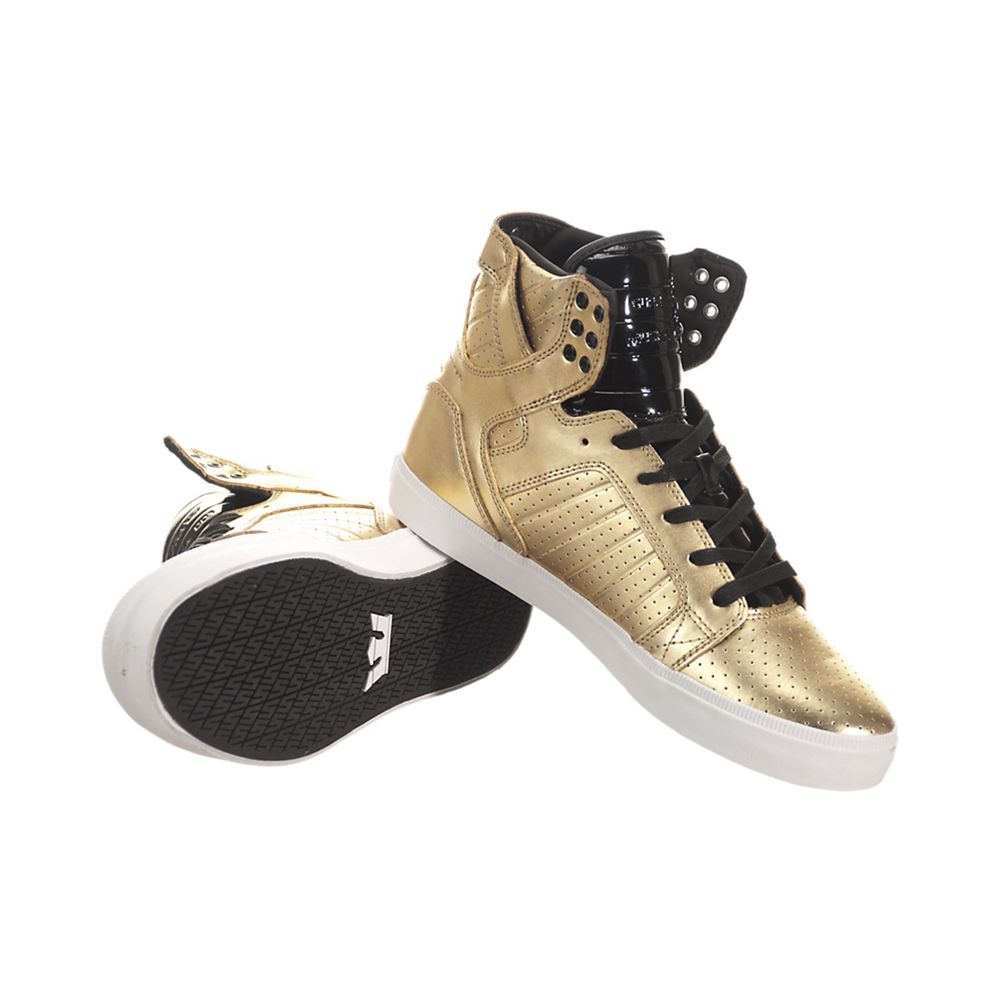 Baskets Montantes Supra SkyTop LS Doré Gold/White Homme | CAO-26129724